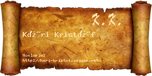 Kéri Kristóf névjegykártya